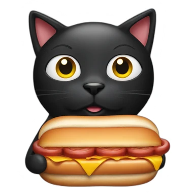 black cat holding a hot dog sticker
