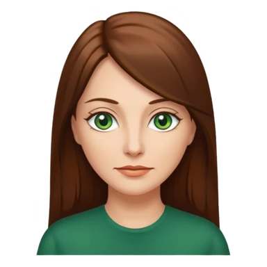 Pretty middle age woman with green eyes and long straight  brown hair  sticker