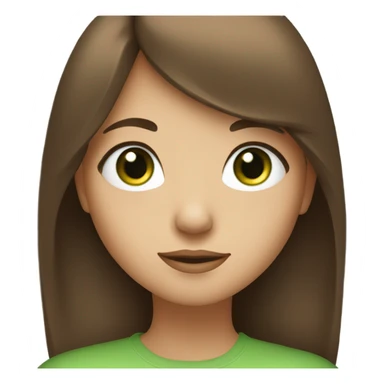 Woman Long brown hair with bangs and green Eyes - in a cute pose sticker