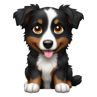 Small black australian shepherd dog with dessert  sticker