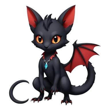 Futuristic Black Cute Dark Abyssa Batty Vampiric Gothic l Ethereal Modern Salandit-Litten-Noibat-Abyss-Lykoi-Fakémon-creature-hybrid Full Body sticker