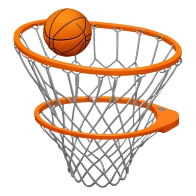 Multiple exposure effect showing basketball at different positions going through net, motion sequence, iOS emoji style sticker