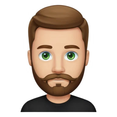 a good looking like leonardo di caprio blue eyes, beard, mustache, a black shirt, green eyes sticker