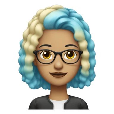 blonde woman with blue hair highlights and glasses sticker