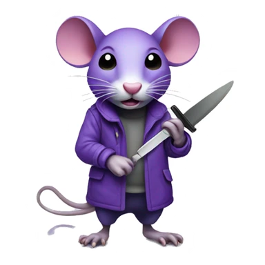 A purple rat with a knife sticker