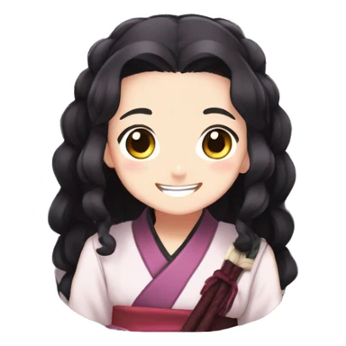 cute nezuko from demon slayer being happy sticker