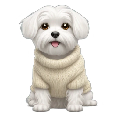 Maltese dog in warm sweater sticker