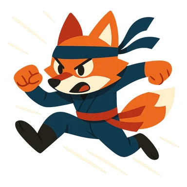 ninja fox, leaping, action lines, energetic sticker