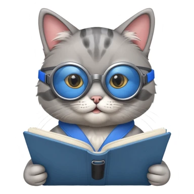 funny cat with planner with blue goggles sticker
