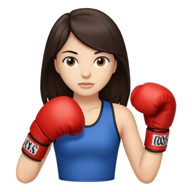 An girl with long dark brown hair in boxing gloves sticker