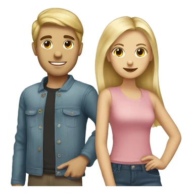 blonde girl with brunette boy couple sticker