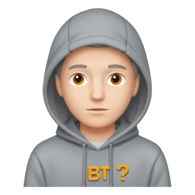 make an image of white person wearing hoodie with BST letters on it sticker