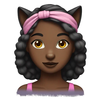 black female cat with makeup headband sticker