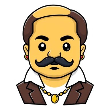 El Chapo character with distinctive mustache and flashy jewelry sticker