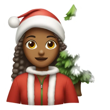 Girl with Christmas tree sticker