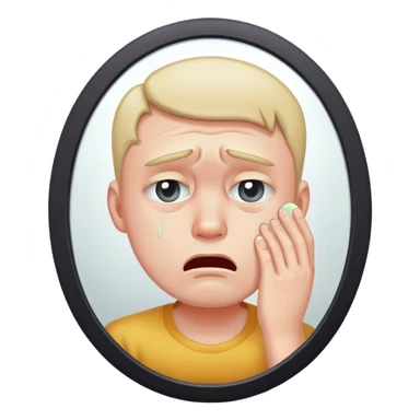 crying and Disappointed male face in the mirror sticker