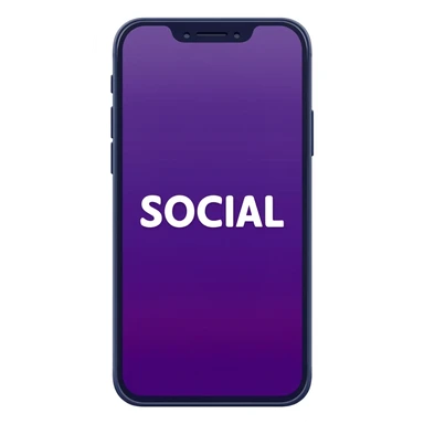 Full smart phone with the word "SOCIAL" on the screen, looking like the TikTok app on-screen layout sticker