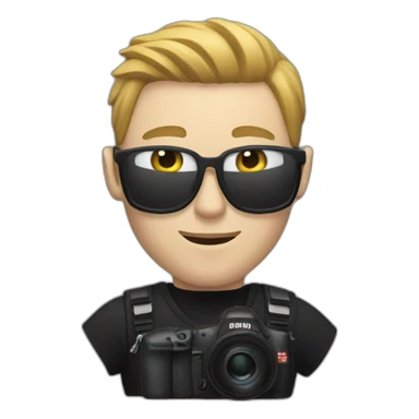  white man with black t shirt and camera and ronin sticker