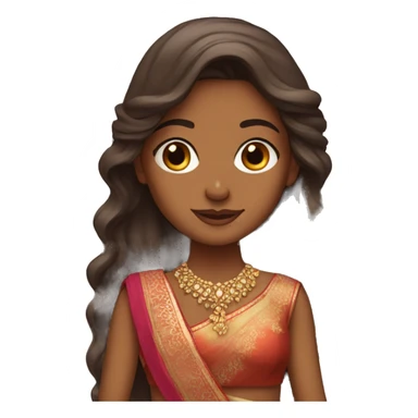 Long hair Brown girl with lehenga sticker