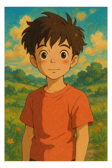 boy, ghibli style sticker