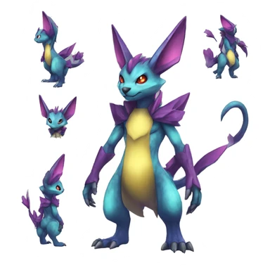 Anthro Cool Edgy Legendary Colorful Shy Shiny Fakemon-Pokémon-Fantasy-Creature With Full Body Detailed High Quality sticker