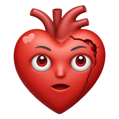 Un corazón humano roto de color gris con grietas  sangrando y expulsando sangre rodeado de vendas y tiritas que se despegan sin hacer efecto sticker