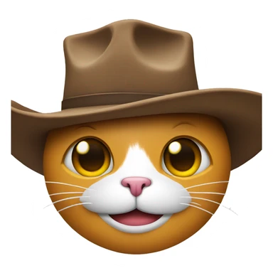 cat robot face with a cowboy hat sticker