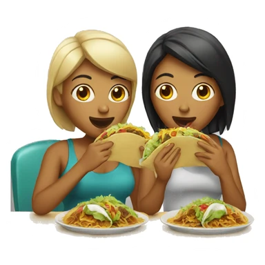 two women eating tacos sticker