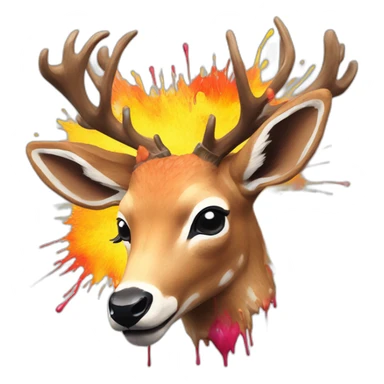 deer painted with an explosion of paints sticker
