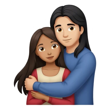 Guy with long black hair hugging Filipina girl with brown hair  sticker