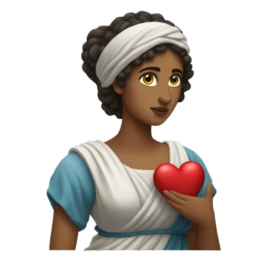 Greek Sappho holds a heart in her hand sticker