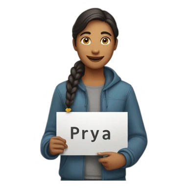 Person holding a sign that says “Happy Birthday Priya” sticker