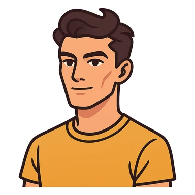 flat toon style sigmaboy with confident and calm expression, kind eyes, pronounced cheekbones sticker