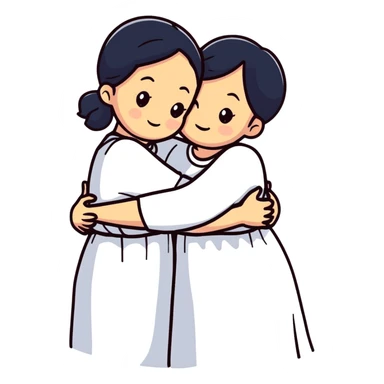 two sisters hugging each other sticker