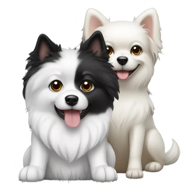 Two dogs one Black and one white Pomeranion dog  sticker