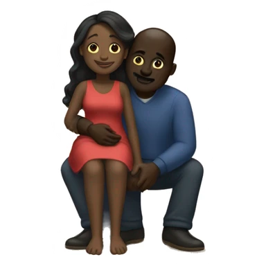 "dark skinned black woman sitting on the feet of a dark skinned man hugging her" sticker