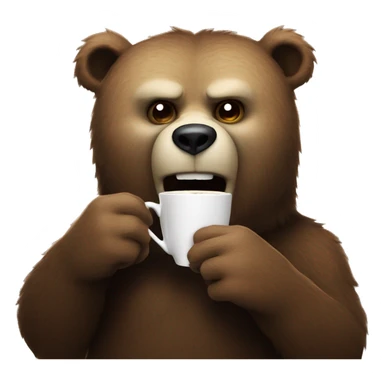 The evil bear is drinking coffee sticker