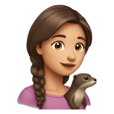 Une fille brune avec une loutre sticker
