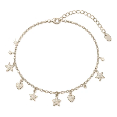 girly sparkling anklet with charms, no background sticker
