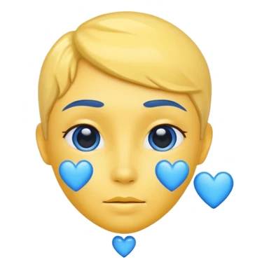 Head yelow of love with blue hearts sticker