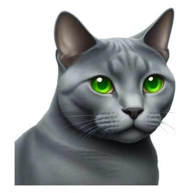 fat Russian blue cat green eyes smoking cigarette sticker