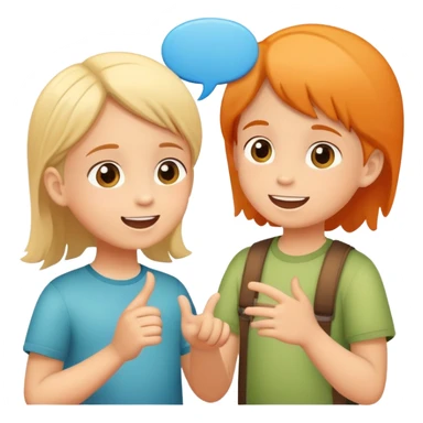 two children talking to each other, cheerful and friendly, with speech bubbles sticker