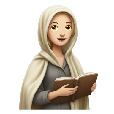 White girl with blanket and book sticker