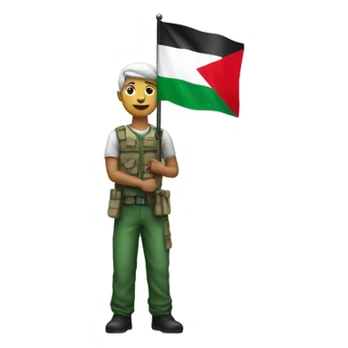 man with a flag free palestine sticker