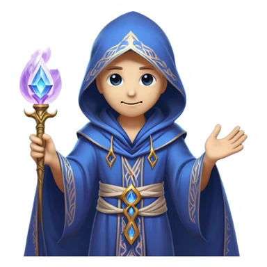 Clash of Clans aesthetic friendly Mage Portrait Emoji, With an enigmatic, slender build draped in flowing mystical robes adorned with arcane symbols, piercing eyes and a determined aura, his face rendered in a natural skin tone (not yellow), Simplified yet sharply defined features, highly detailed, glowing with a cool, otherworldly radiance, high shine, wise and resolute, stylized with an air of ancient sorcery, focused and mystical, soft glowing outline, capturing the essence of a powerful mage ready to unleash enchanted spells on epic adventures! sticker