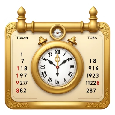 calendar with clock and torah elements combined sticker