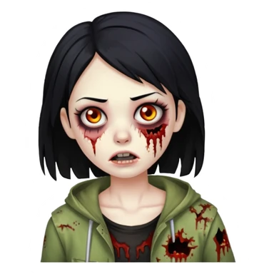 girl zombie with black hair sticker