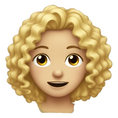 a blonde curly haired woman trying to smile but crying and she looks pained sticker