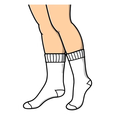 woman's feet wearing white crew socks viewed from directly underneath showing soles sticker