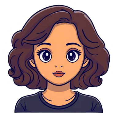 woman face with big eyes, medium skin tone, and dark wavy hair sticker